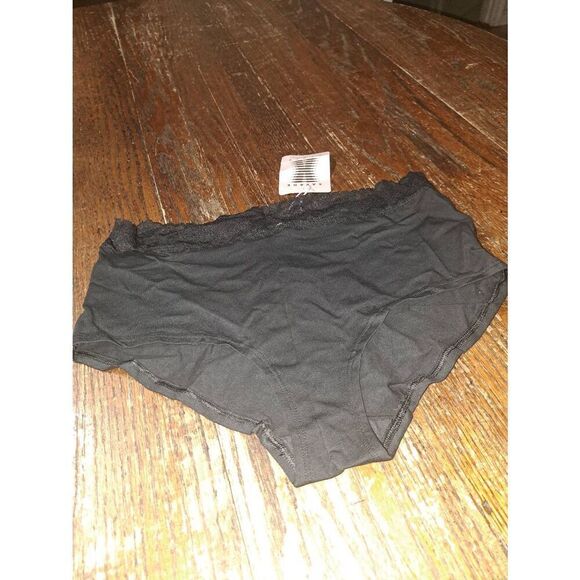 New Large Savage X Fenty Black Caviar Cotton Essential Lace Trim Shortie Panties - Picture 8 of 9